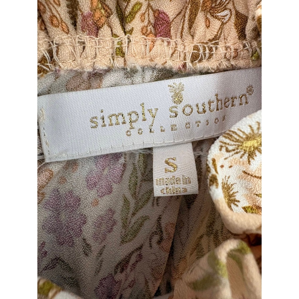 Simply Southern Floral Smocked Mini‎ Dress Cottagecore Boho Girly Wedding Guest - Picture 5 of 6